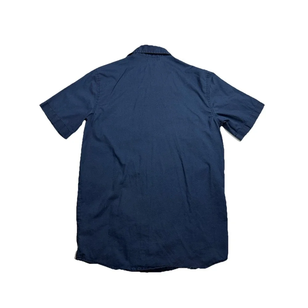 Old Navy Boys Navy Blue Short Sleeve Guayabera Embroidered Button Down Shirt XL